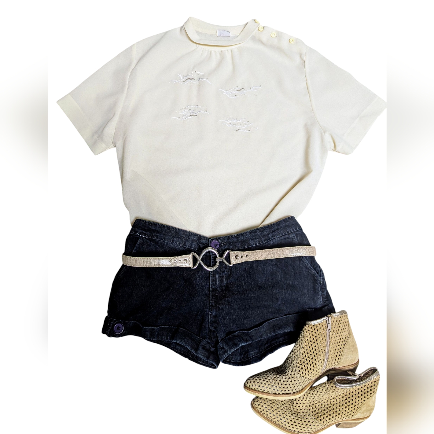 Vintage Rollover Collar Blouse